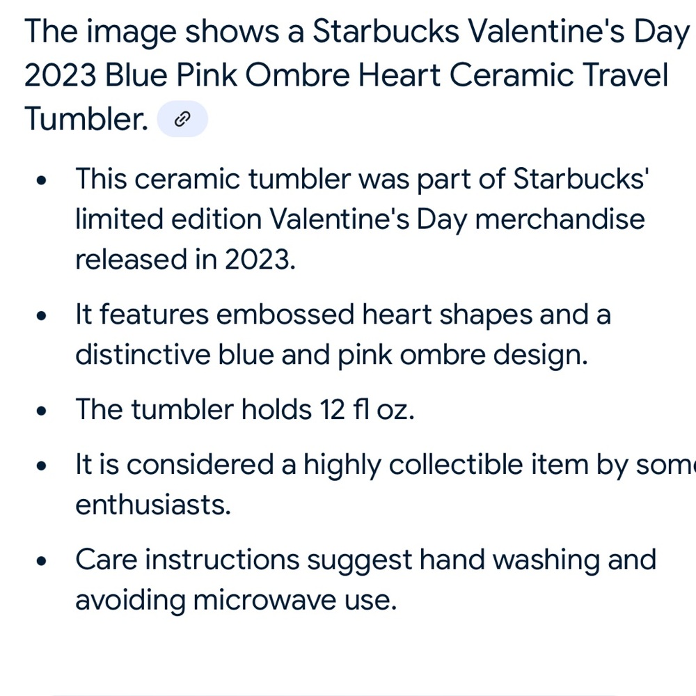 Starbucks Ceramic Valentines 2023 Blue Pink Ombre Tumbler - Picture 2 of 6
